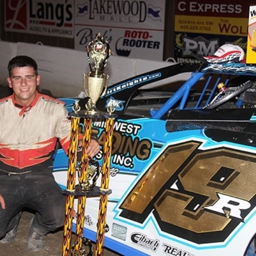 Ryan in the winners circle at the Brown County Speedway in Aberdeen, S.D.